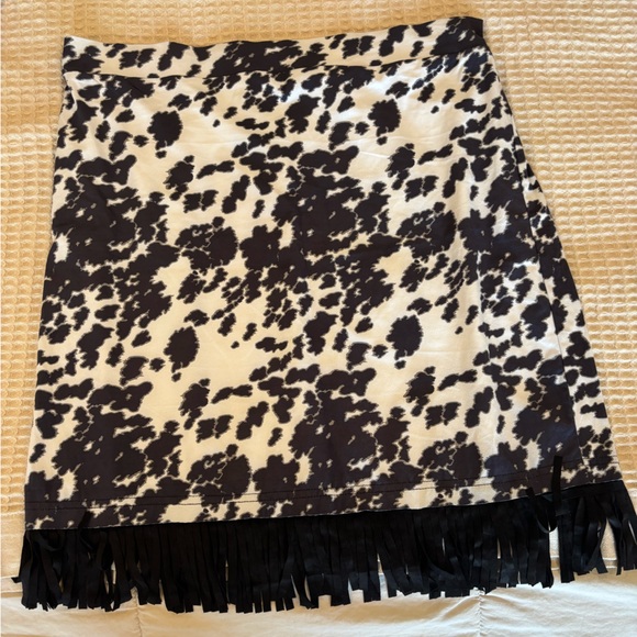 Crazy Train Dresses & Skirts - Crazy Train Black and White Fringe Skirt